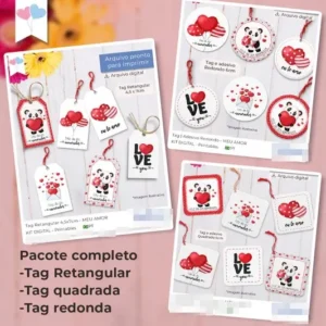 Kit de Tags e Adesivos para Dia dos Namorados PNG