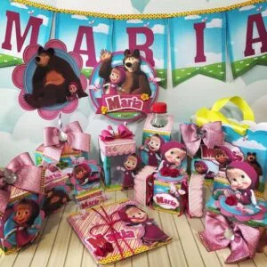 Kit Decoração Festa Marsha e o Urso 25 Kit Decoração Festa Marsha e o Urso
