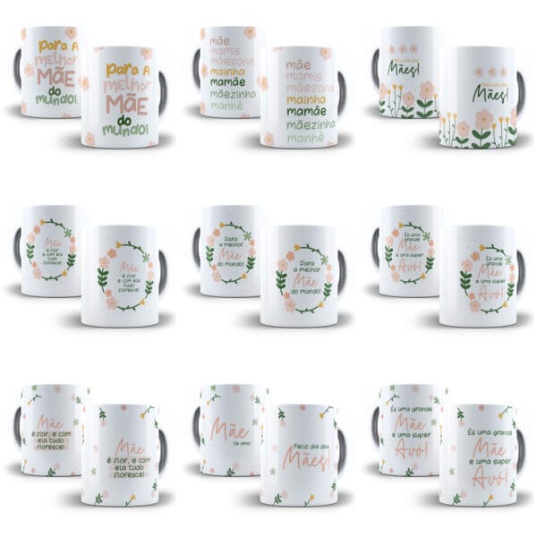 Kit Dia das Mães 2024 Artes Caneca + Xícara Torre + Frases - Imagem 3