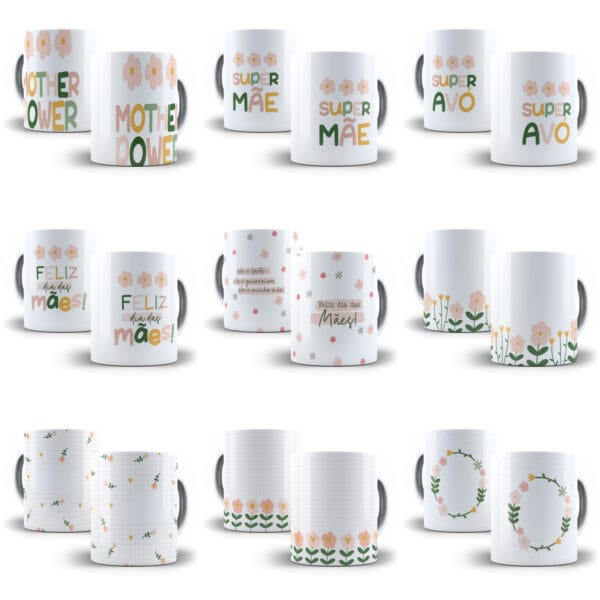 Kit Dia das Mães 2024 Artes Caneca + Xícara Torre + Frases - Imagem 5