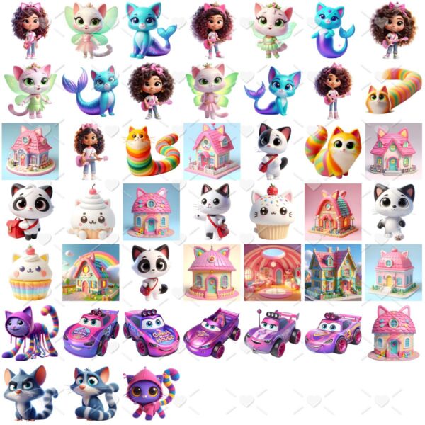 Kit Digital A Casa Mágica da Gabby 3D Cute Ilustrações Png
