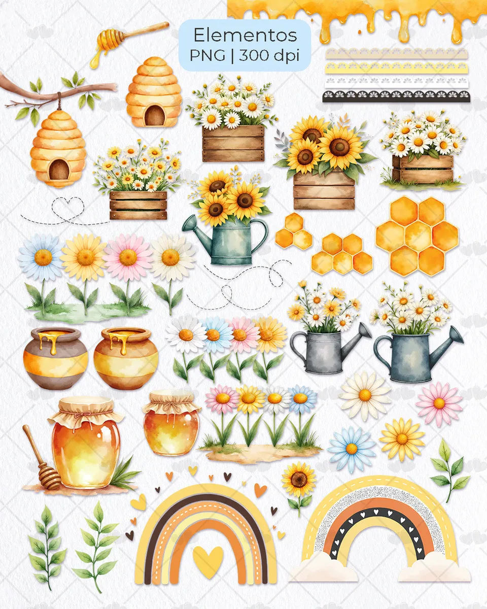 Kit Digital Abelhinhas PNG para Scrapbooking e Papercraft 3 Kit Digital Abelhinhas PNG para Scrapbooking e Papercraft