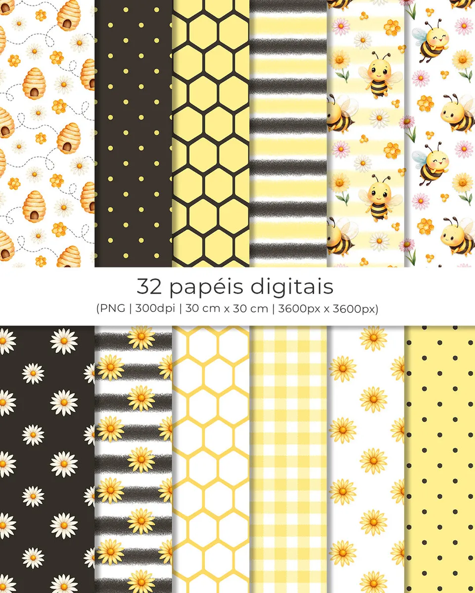 Kit Digital Abelhinhas PNG para Scrapbooking e Papercraft 4 Kit Digital Abelhinhas PNG para Scrapbooking e Papercraft