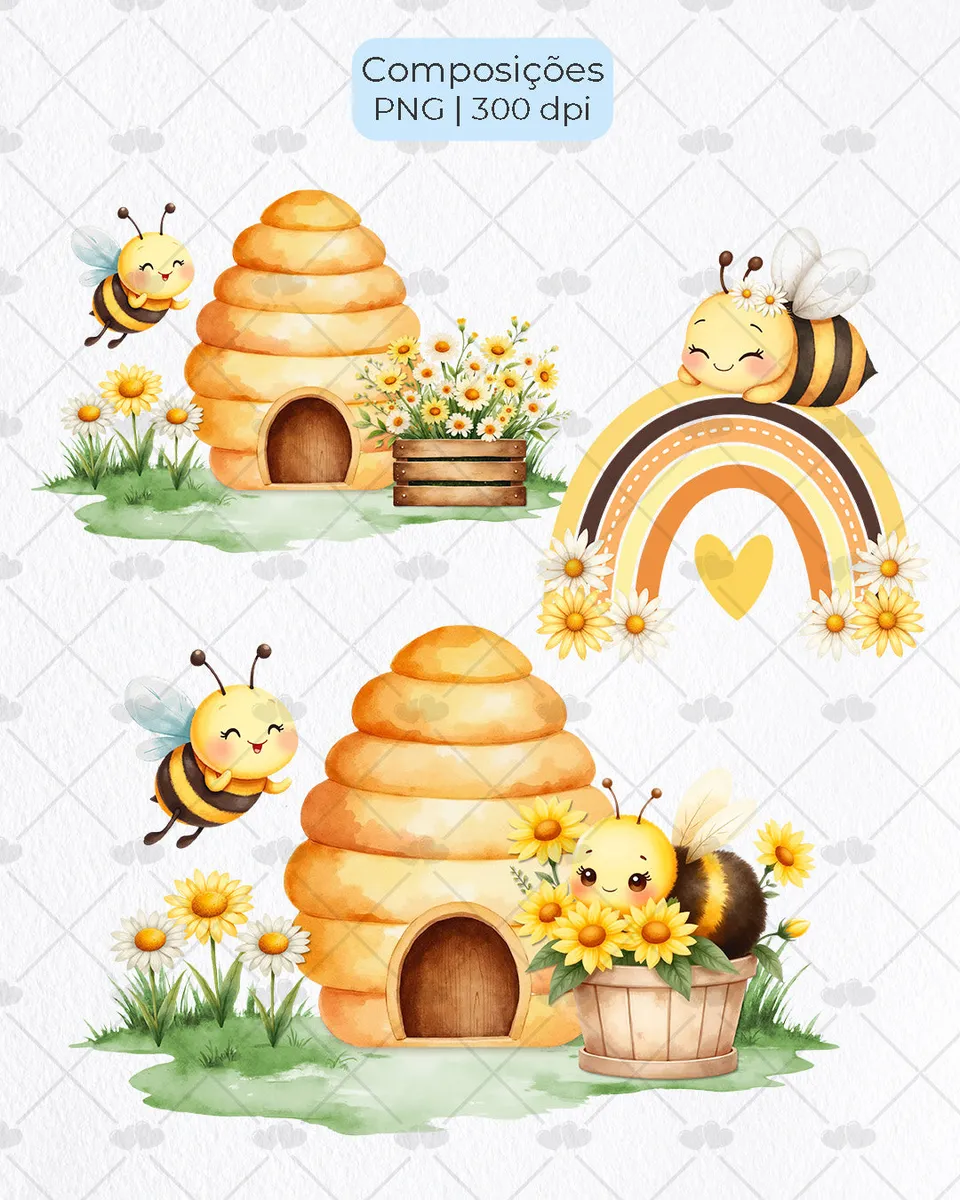 Kit Digital Abelhinhas PNG para Scrapbooking e Papercraft 9 Kit Digital Abelhinhas PNG para Scrapbooking e Papercraft