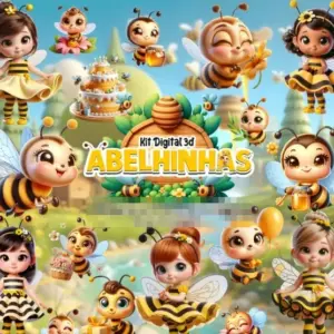 Kit Digital Abelinhas 3d Png Para Sublimacao E Scrapbooking