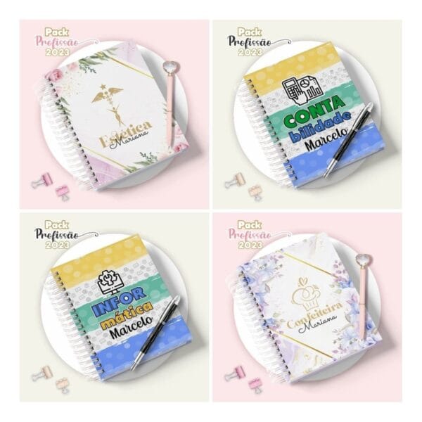 Kit Digital Agenda Encadernação Profissões Capa Miolo Caneca