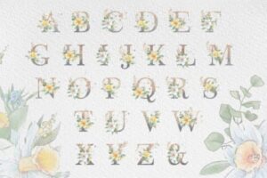 Kit Digital Alfabeto Floral Brilhante