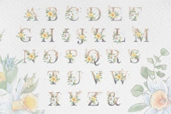 Kit Digital Alfabeto Floral Brilhante