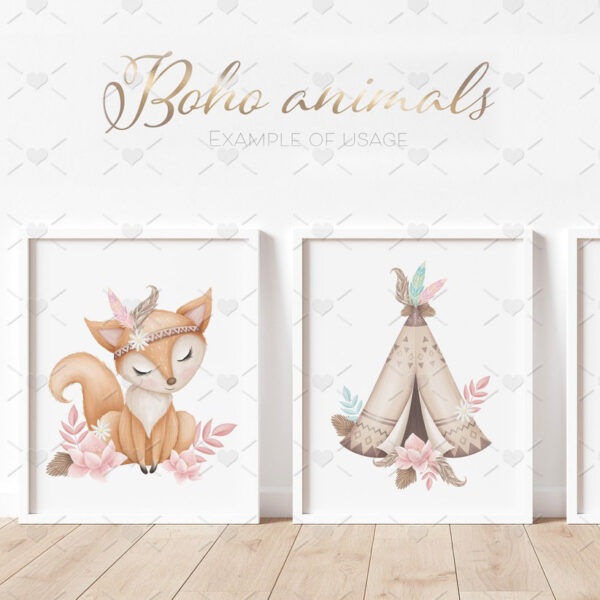 Kit Digital Animais Boho Boêmios Vintage Bosque Encantado