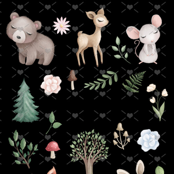 Kit Digital Animais da Floresta Fofo Cute Bebês Urso Raposa