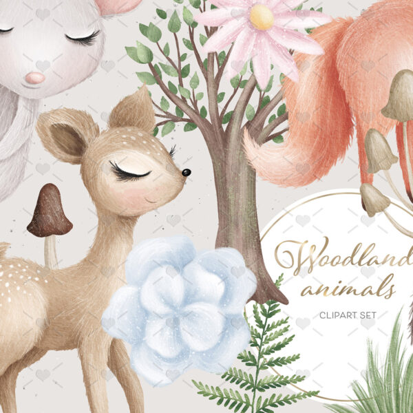Kit Digital Animais da Floresta Fofo Cute Bebês Urso Raposa
