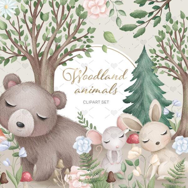 Kit Digital Animais da Floresta Fofo Cute Bebês Urso Raposa