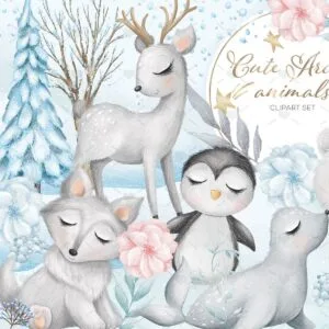 Kit Digital Animais Fofos do Ártico Cute Urso Foca Pinguim 3 Kit Digital Animais Fofos Do Artico Cute Urso Foca Pinguim 6