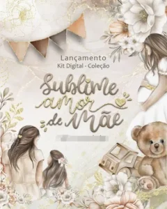 Kit Digital Aquarela Amor de Mãe em PNG, Temático