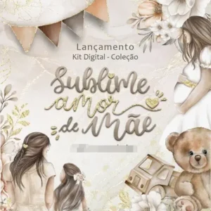 Kit Digital Aquarela Amor de Mãe em PNG, Temático