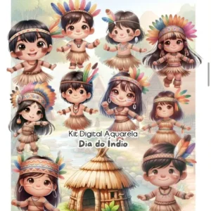 Kit Digital Aquarela Dia do Índio – Arquivos PNG