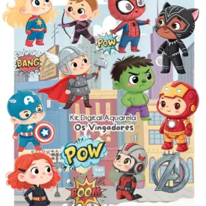 Kit Digital Aquarela Os Vingadores Cute Fofos PNG 13 Kit Digital Aquarela Os Vingadores Cute Fofos PNG