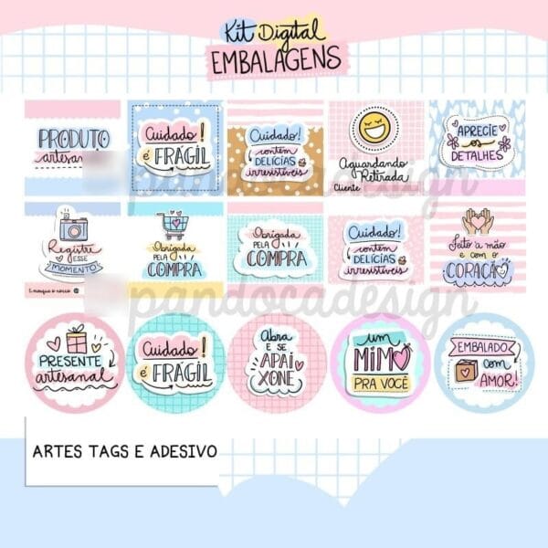 Kit Digital Artes Para Embalagens Personalizados E Papelaria