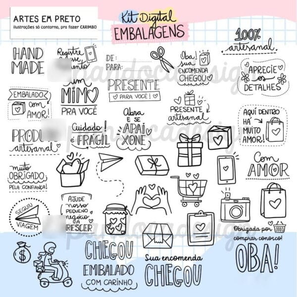Kit Digital Artes Para Embalagens Personalizados E Papelaria
