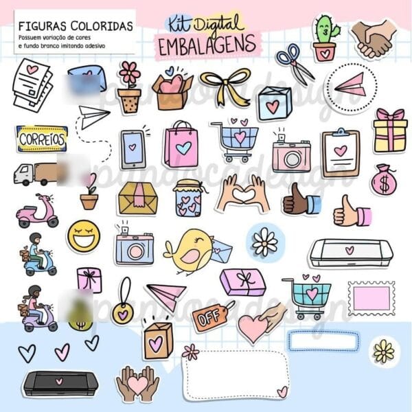 Kit Digital Artes Para Embalagens Personalizados E Papelaria