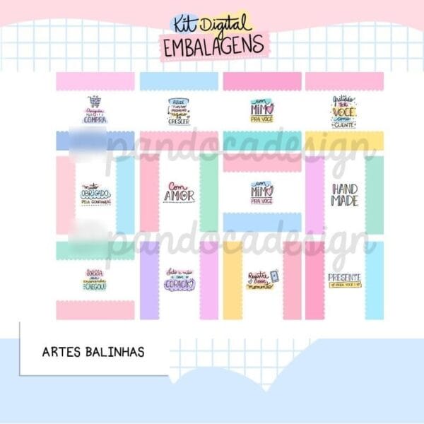 Kit Digital Artes Para Embalagens Personalizados E Papelaria