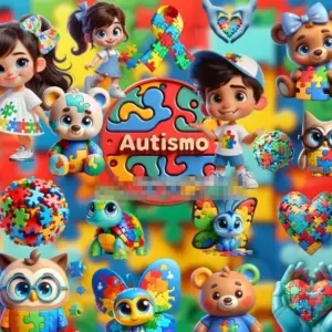Kit Digital Autismo 3d Png Para Sublimacao Personalizada