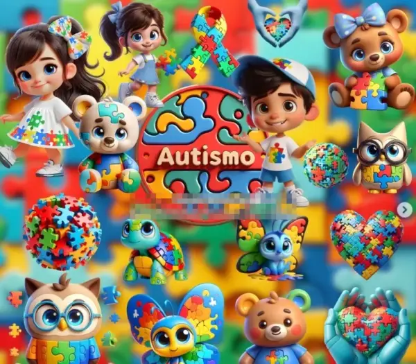 Kit Digital Autismo 3d Png Para Sublimacao Personalizada
