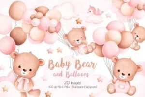 Kit Digital Baby Bear Girl Png