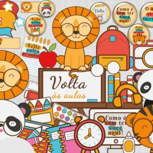 Kit Digital Bichos Para Volta As Aulas Em Png 2