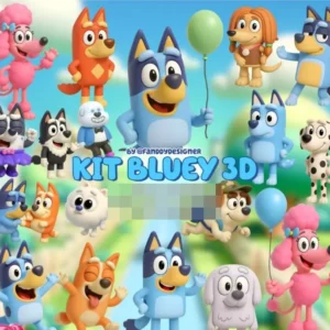 Kit Digital Blue 3D: Arquivos PNG para Artesanato