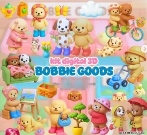 Kit Digital Bobbie Goods 3D para Sublimação PNG