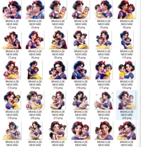 Kit Digital Branca de Neve para Dia das Mães em PNG