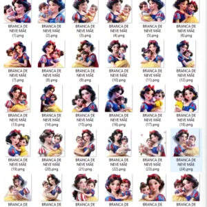 Kit Digital Branca de Neve para Dia das Mães em PNG