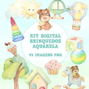 Kit Digital Brinquedos Aquarela