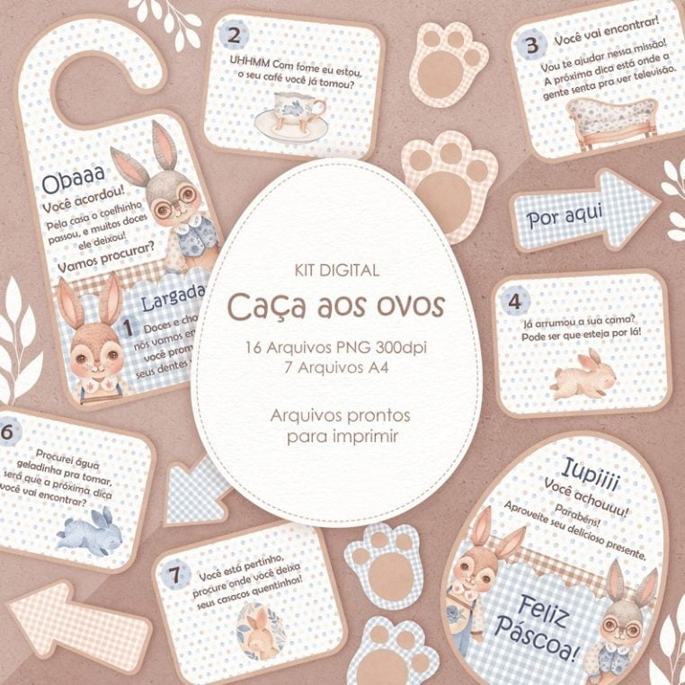 Kit Digital Caça Aos Ovos Páscoa P Imprimir Personalizados