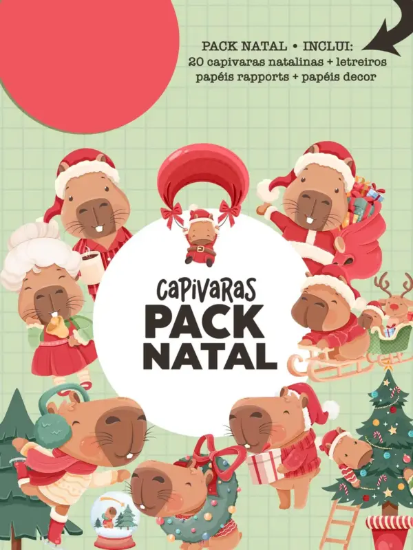 Kit Digital Capivara Natal Png Para Projetos Criativos 2