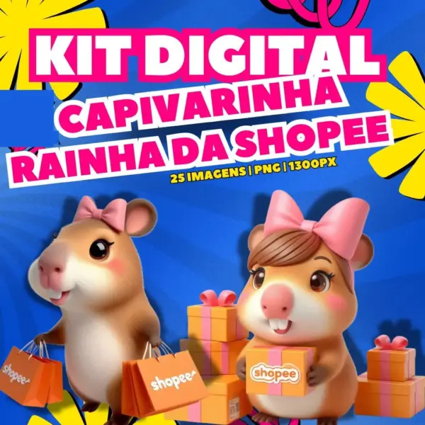 Kit Digital Capivara Shopee Arte Em Png Para Craft 4