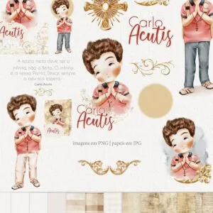 Kit Digital Carlo Acutis Padroeiro da Internet Santinhos Png