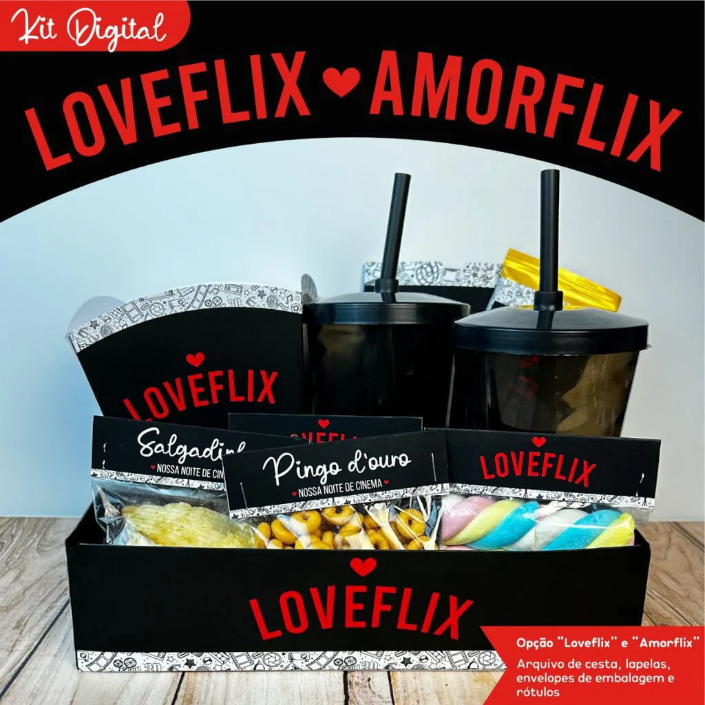 Kit Digital Cesta Namorados Loveflix Amorflix Arquivo Corte 1 Kit Digital Cesta Namorados Loveflix Amorflix Arquivo Corte