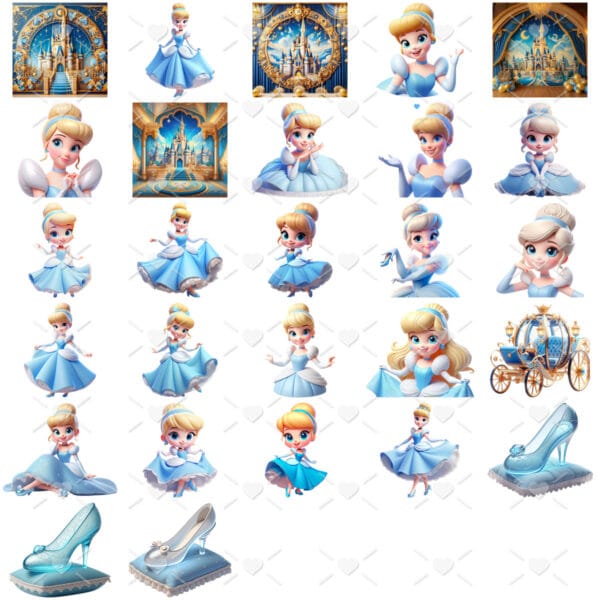 Kit Digital Cinderela Clássica Png Ilustrações e Imagens