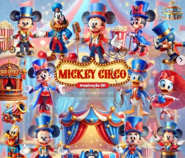 Kit Digital Circo do Mickey em PNG - Arquivos Exclusivos