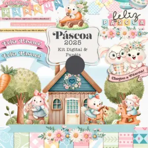 Kit Digital Coelhinhos Para Pascoa Em Png Unicos 2