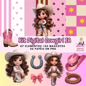 kit digital cowgirl png aniversario