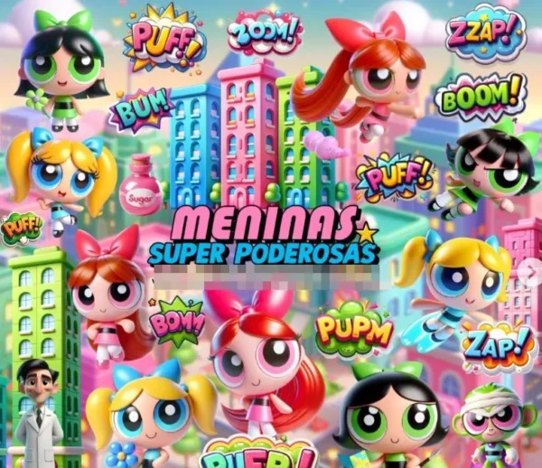 Kit Digital das Meninas Super Poderosas em PNG