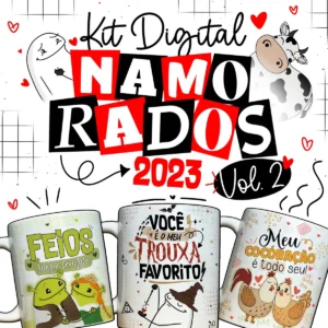 Kit Digital de Arte para Canecas Namorados Amor e Carinho