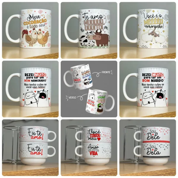 Kit Digital de Arte para Canecas Namorados Amor e Carinho