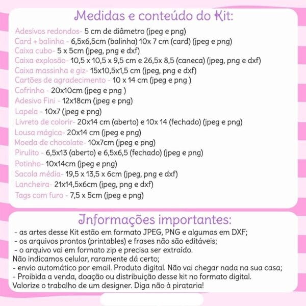 Kit Digital Dia Crianças Personalizados Papelaria Embalagens