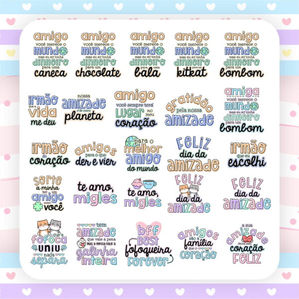 Kit Digital Dia da Amizade Arquivos Corte Ilustrações Mimos