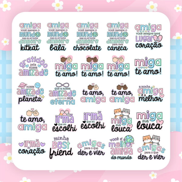 Kit Digital Dia da Amizade Arquivos Corte Ilustrações Mimos