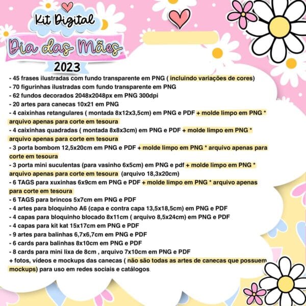 Kit Digital Dia das Mães 2023 Papelaria Personalizada Mimos - Imagem 2